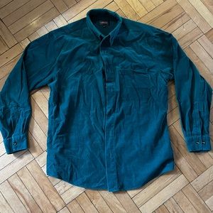 100% cotton teal vintage corduroy button down
